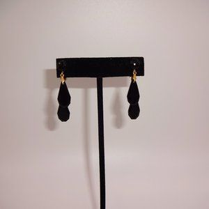 Vintage Newhouse Gold Tone Black Dangle Clip On Earrings Marked